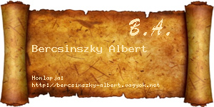 Bercsinszky Albert névjegykártya